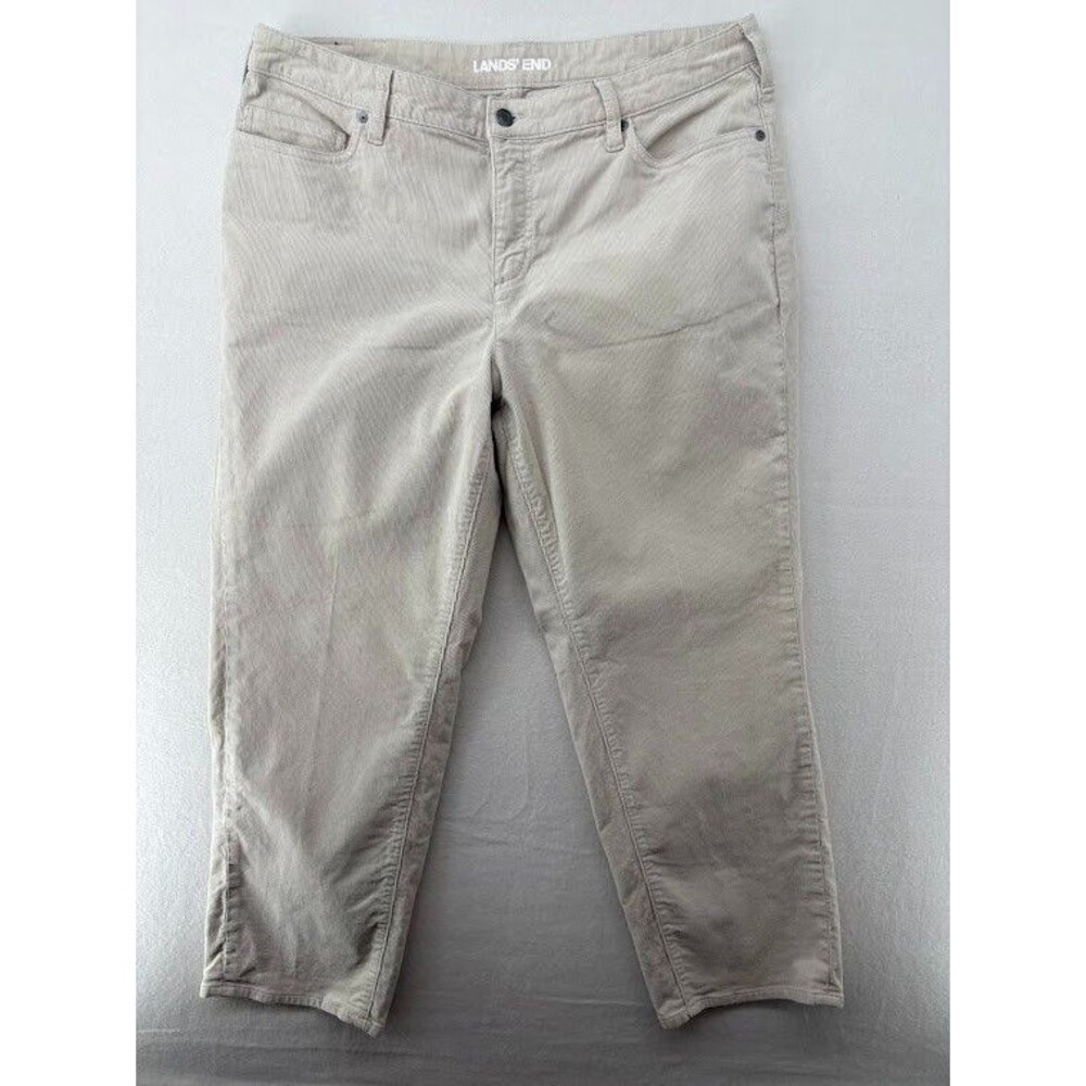 Lands' End Womens Plus Size 16W Corduroy Khaki Pants Mid‎ Rise Straight